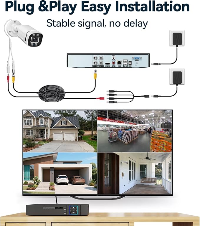 Wired Security Camera System Outdoor, 4 Channel 5MP Lite AHD TVI DVR Recorder - Image 2