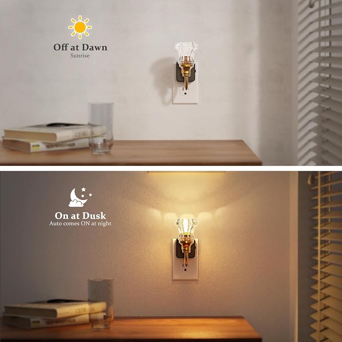 JandCase Night Light, Night Lights Plug into Wall, Dimmable Floral Glass LED - Image 3