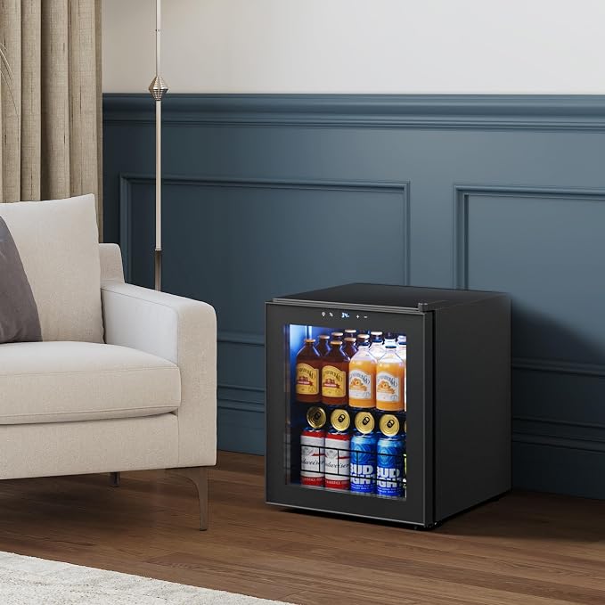 Yeego Beverage Refrigerator Drink Cooler, 65 Cans Mini Fridge Glass Door | Soda Wine Beer Cooler, 34°F To 54°F Temperature Control, for Home Office Bar, Countertop, Black - Image 7