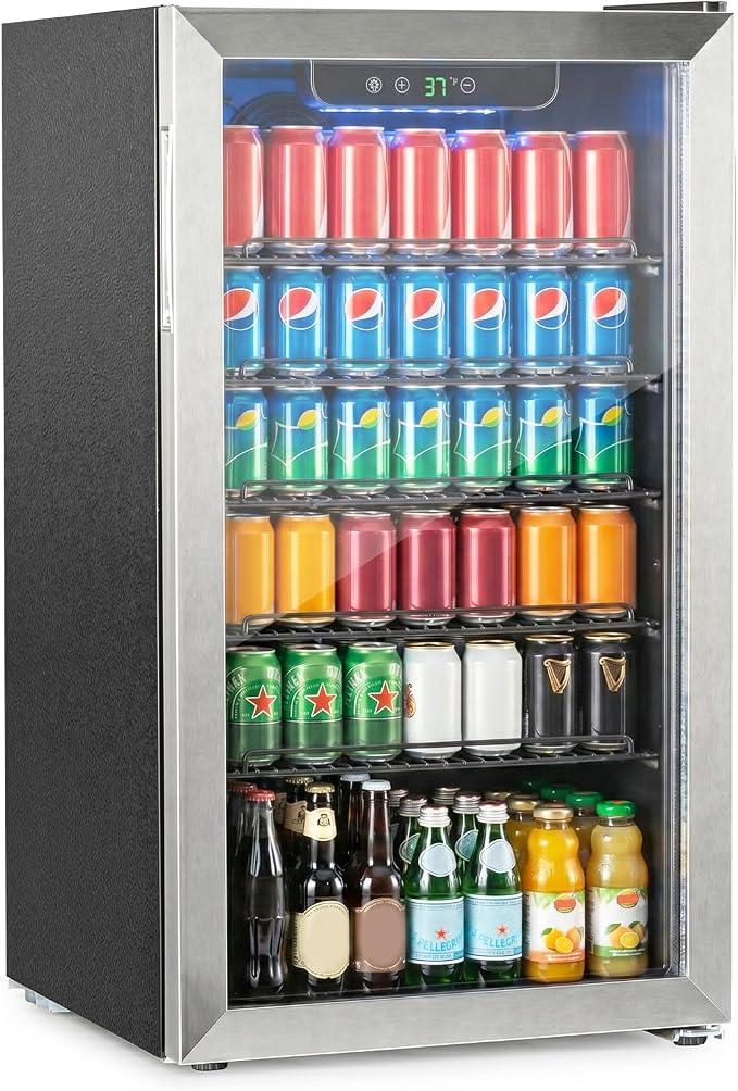 DOGHLY 3.1 Cu.ft Mini Fridge Glass Door, 126 Cans Beverage Refrigerator | Drink Fridge for Soda Beer Wine, Digital Temperature Control, Removable Shelf, Quiet Beverage Cooler for Office, Dorm, Bar by DOGHLY