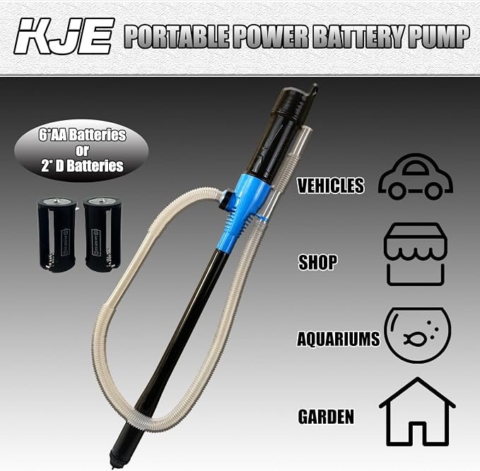 KJE Portable Battery Powered Operated Liquid Transfer Pump, 2.2 Gallons Per Minute, Multi-Function Electric Siphon Pump For Gasoline Diesel Water Fuel - Image 2