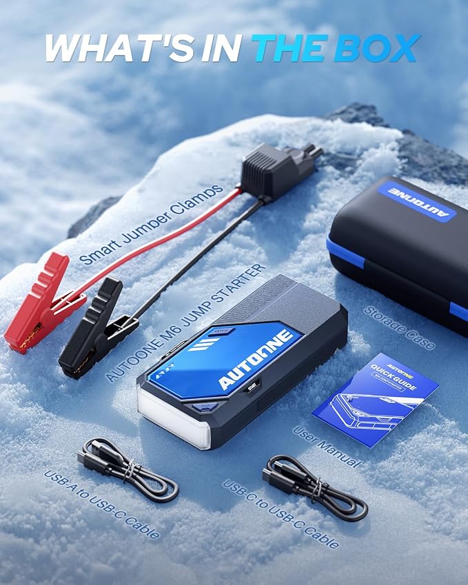 AUTOONE 10000A Car Jump Starter 24000mAh Car Battery Jumper Starter Portable 12V (All Gas/All Diesel) 168W DC Jump Box for Car Battery with Built-in Booster, Type-C Fast Charge Jump Pack - Image 9