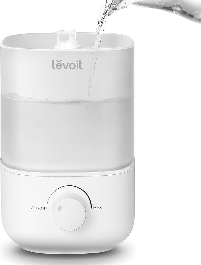 LEVOIT Top Fill Humidifiers for Bedroom, 2.5L Tank for Large Room, Easy to Fill & Clean, 28dB Quiet Cool Mist Air Humidifier for Home Baby Nursery & Plants, Auto Shut-off for Safety, 25H by Levoit