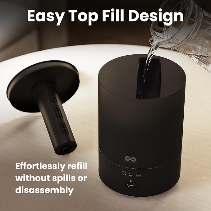 Everlasting Comfort 2.5L Top Fill Humidifiers for Bedroom - Quiet Easy to Fill & Clean, 24HR Runtime, Night Lights, Timer, Ultrasonic Cool Mist Humidifier, Auto Shut-Off, Essential Oil Diffuser - Image 4