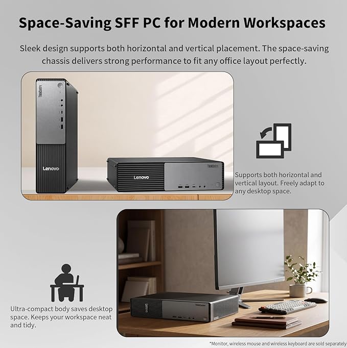 Lenovo ThinkCentre Neo 55s Business SFF Desktop, AMD Ryzen 5 220 (up to 4.9 GHz), 16GB DDR5, 1TB SSD, Support 2-Monitor 4K, HDMI, DP, Wired KB & Mouse, Wi-Fi, Win 11 Pro, 2026 Small PC, w/Bundle - Image 6