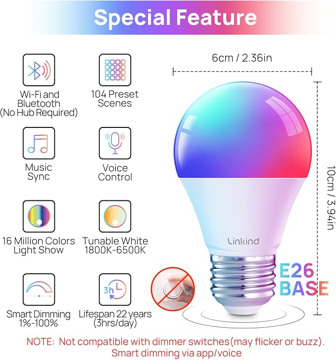 Linkind Smart Light Bulbs, Smart Bulb that Work - Image 2