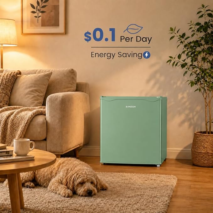 1.7 Cu.Ft Mini Fridge with Freezer for Dorm Office,Green | Compact Refrigerator Office, Energy Saving Small Fridge Reversible Single Door, Low Noise for Bedroom Small Apartment - Image 8