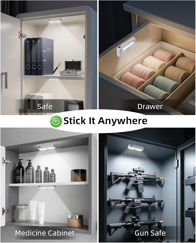 6 Pack Door Open Sensor Cabinet Lights, Cordless LED Cabinet Closet Light - Image 3