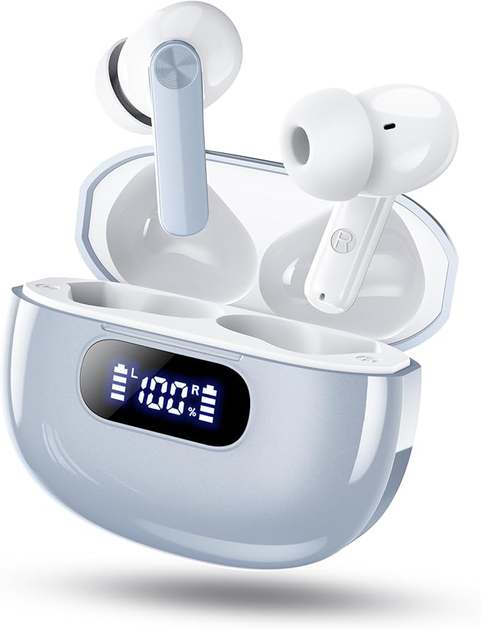 Wekily Wireless Earbuds, Bluetooth 5.3 Headphones with LED Power Display, 2025 New Wireless Earphones, HiFi Stereo,4 ENC Noise Cancelling Mic, 48H Playtime Mini Case IP7 Waterproof for iOS Android by Wekily