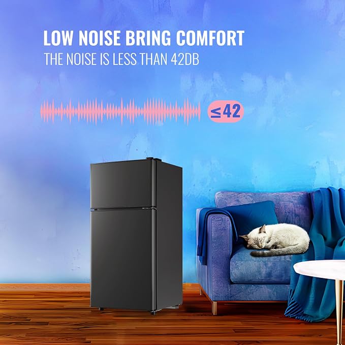 2.4 Cu.Ft Small Refrigerator with Freezer Dorm Mini Fridge with Removable Plastic Shelves Mini Refrigerator Ideal for Home, Office,Dormitory Gray - Image 7