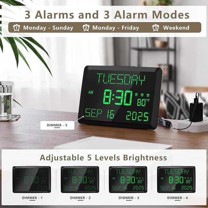 Raynic Day Clock, 11.5" Large Display Calendar Clock - Image 4