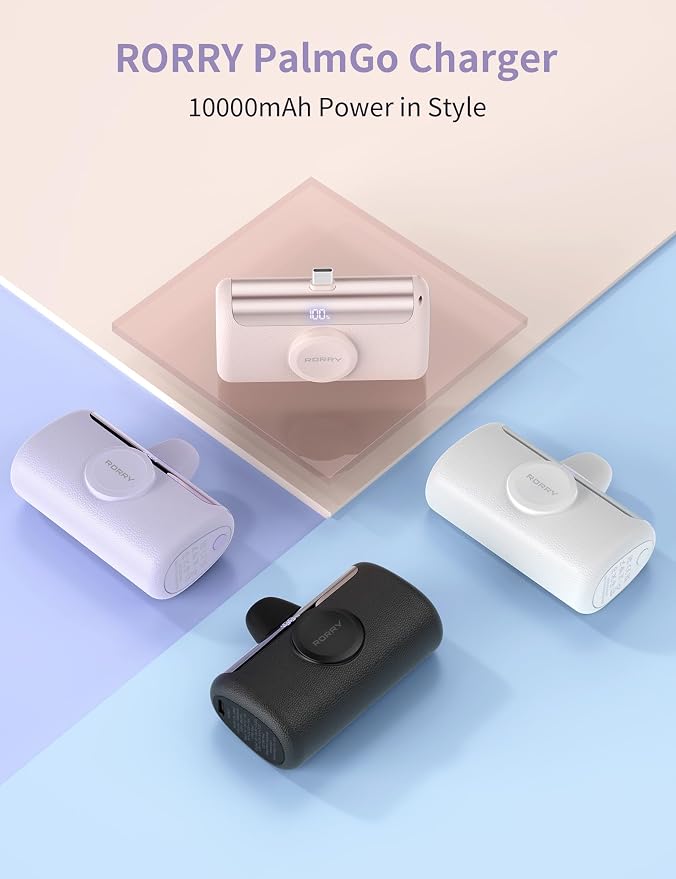 RORRY PalmGo Portable Charger, 10000mAh PD 22.5W Fast Charging Mini Power Bank with Built-in USB C Connector, 3-in-1 Battery Pack for iPhone 17/16/15 Pro/Max, Apple Watch Ultra/11/10/SE, iPad, Black - Image 8