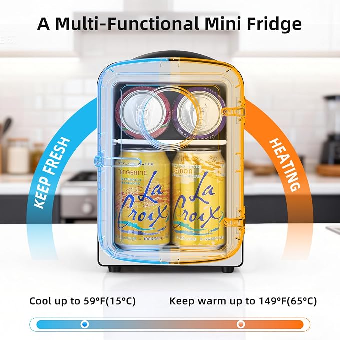 Antarctic Star Compact Mini Fridge, 4L Capacity/6 Cans Portable Cooler and Warmer Compact Refrigerator, for Bedroom,Car,Office and Dorm, Small Cooler and Warmer for Cosmetics, Beverage and Food, Black - Image 2