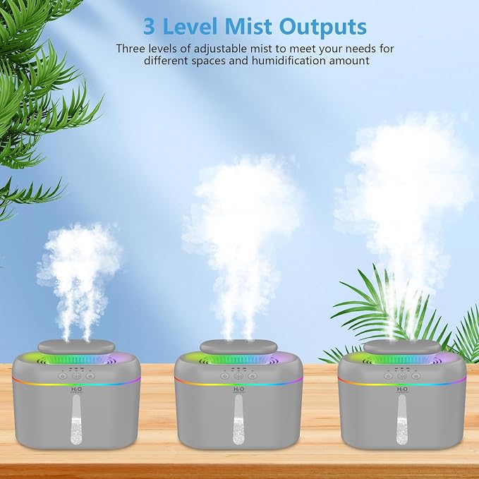 2L humidifiers for bedroom humidifier Home Ultra-Quiet 28 dB Quiet Supersized Cool Mist Air Humidifier for Baby Nursery，Dual Nozzie，Easy to Clean & Fill, 7 Color NightLight - Image 6