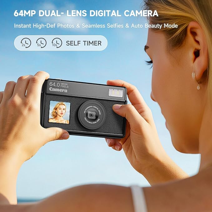 4K Digital Cameras for Photography, 64MP UHD Autofocus Compact Camera - Image 3