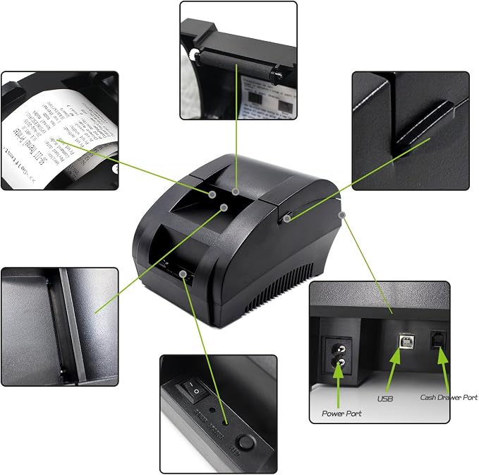 symcode 58MM USB Thermal Receipt Printer, High Speed Printing 90mm/sec - Image 5