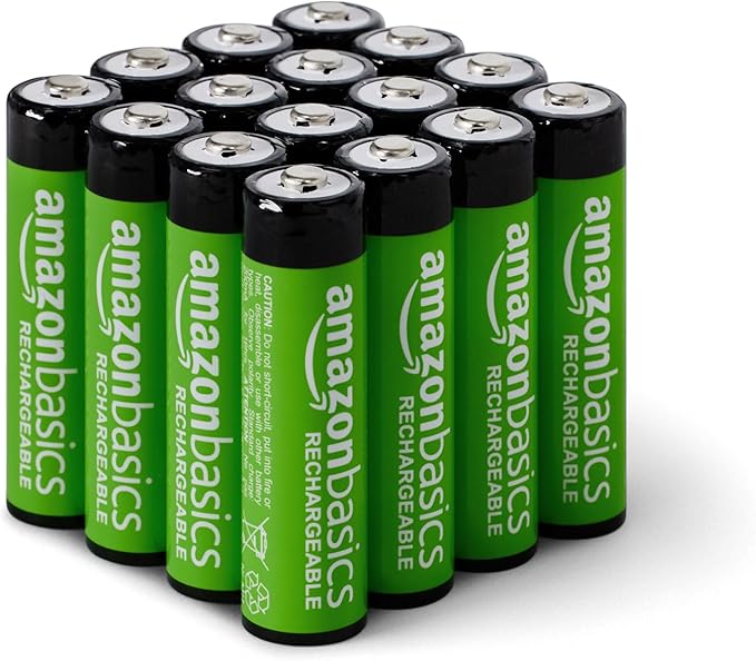 Amazon Basics 16-Pack Rechargeable AA NiMH Batteries, 2000 mAh, Low Self by AmazonBasics