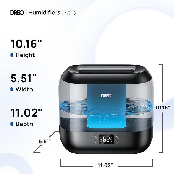 Dreo Smart Humidifiers for Bedroom, Top Fill 4L Supersized Humidifier Large Room with 28 dB, 36H Runtime, Touch/APP/Voice Control, Nightlight, Cool Mist Humidifiers for Baby, Plants, Indoor, Black - Image 6