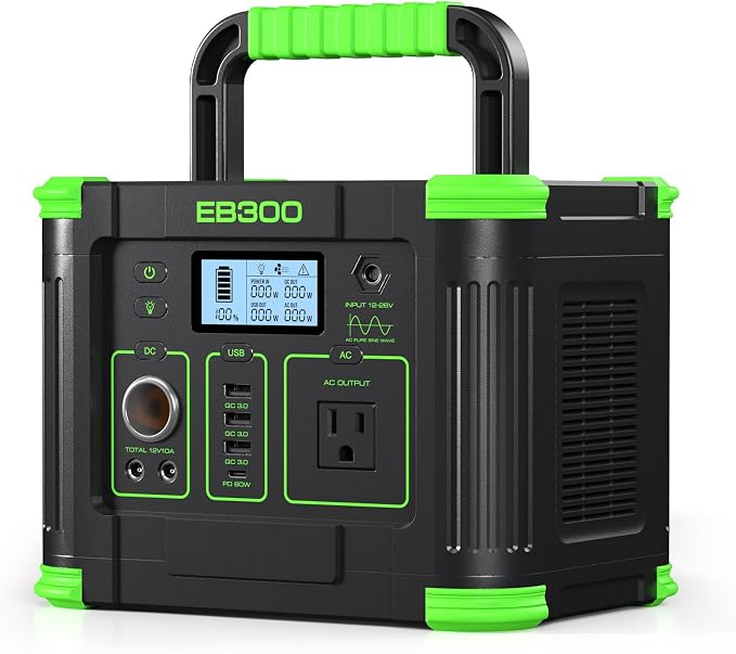 GRECELL Portable Power Station 300W, 288Wh Lithium Battery, 60W Fast Charging, Up to 300W(Peak 600W) AC Outlets, Solar Generator for Outdoor Camping RVs Home Use by GRECELLPOWERSTATION