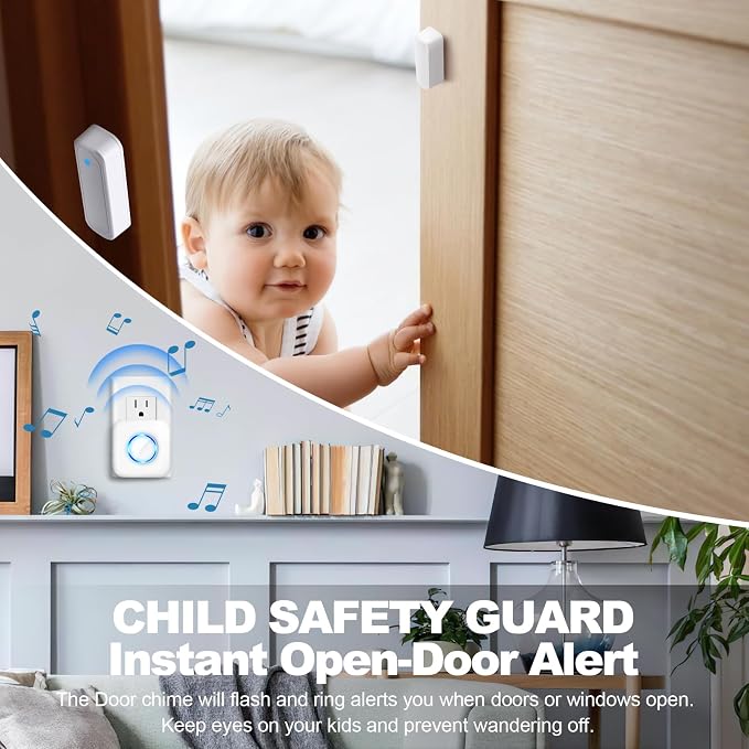 Door Chime, Satisure Door Sensor Chime When Door Opens, Door Entry Alarm - Image 5