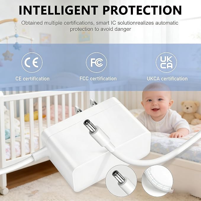 5V Charger Compatible with Bonoch Video Split Screen Baby Monitor & Add-on Baby - Image 5