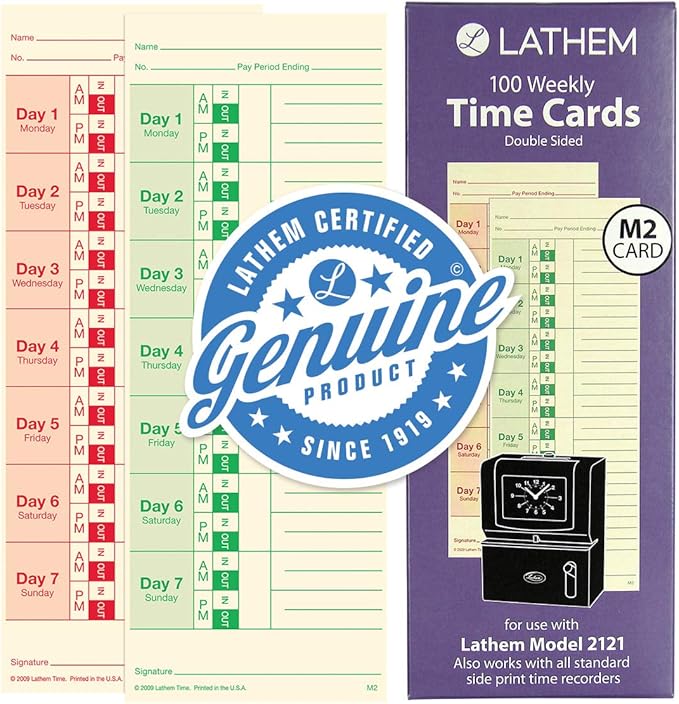 Lathem Weekly Time Cards, Double-Sided, by Lathem