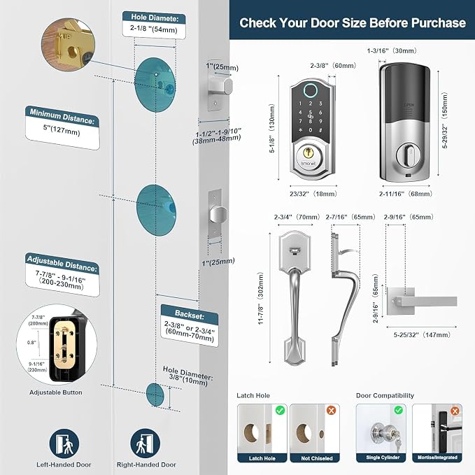 Smart Front Door Lock Set: SMONET Keyless Entry Door Lock - Image 2