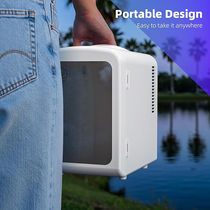 Antarctic Star Mini Compact Refrigerator with Gaming Light, 4L Capacity/6 Cans Portable Mini Fridge, for Bedroom,Car,Office and Dorm, Small Cooler for Cosmetics, Beverage and Food, White - Image 3