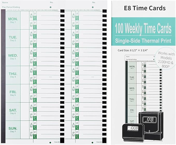 600 E8 Weekly Thermal Time Cards by Unknown