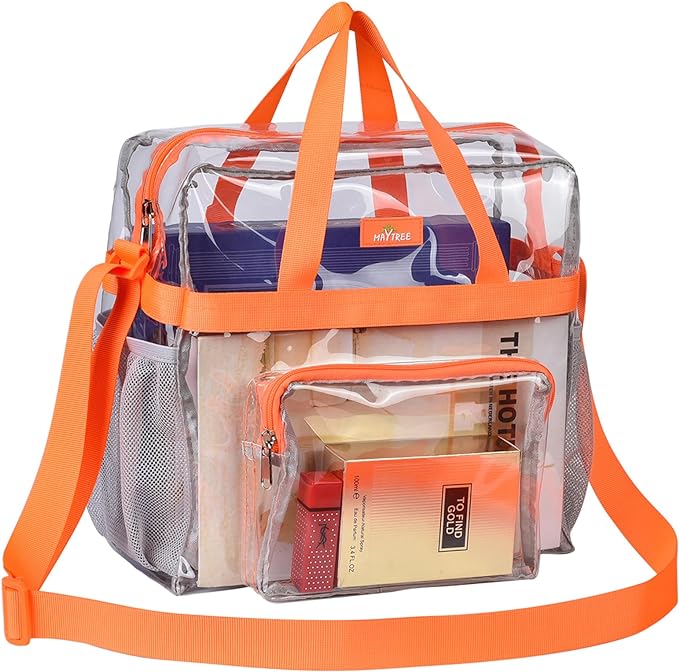 MAY TREE Clear Bag for Stadium Events 12×6×12 Clear Tote Lunch Bag by MAYTREE