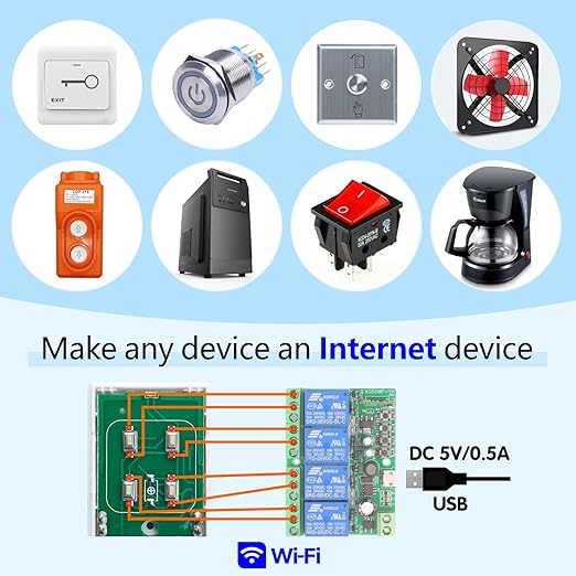 DieseRC 4 Channels WiFi Smart Switch, DC 5V 12V 24V 36V Passive Output Relay - Image 2
