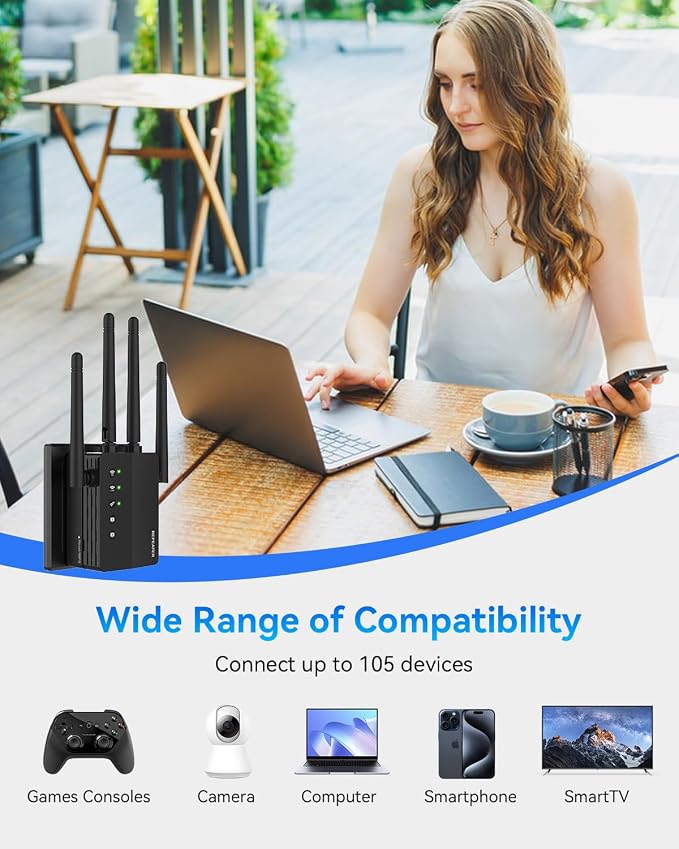 1200Mbps Dual Band 5GHz/2.4GHz WiFi Extender, WiFi Extender Signal Booster - Image 4