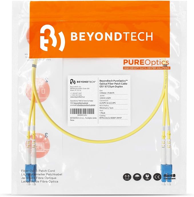 BEYONDTECH 3m LC to LC Fiber Patch Cable – UPC Single-Mode Duplex Fiber Optic - Image 7