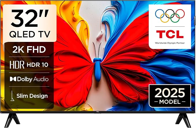TCL 32S5K Television 32 Inch Smart TV QLED HDR 10 Google TV, Dolby Audio, Game Mode, Multiple Eye Care with Slim Design (2025 Model) by TCL