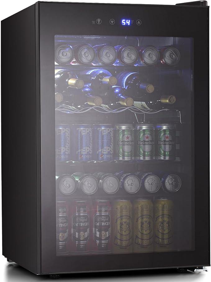Antarctic Star Beverage Refigerator Cooler -145 Can Mini Fridge for Soda Beer or wine,with glass door, For Office or Bar with Adjustable Removable Shelves，4.5 Cu. Ft. (Black) by AntarcticStar
