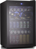 Antarctic Star Beverage Refigerator Cooler -145 Can Mini Fridge for Soda Beer or wine,with glass door, For Office or Bar with Adjustable Removable Shelves，4.5 Cu. Ft. (Black) by AntarcticStar