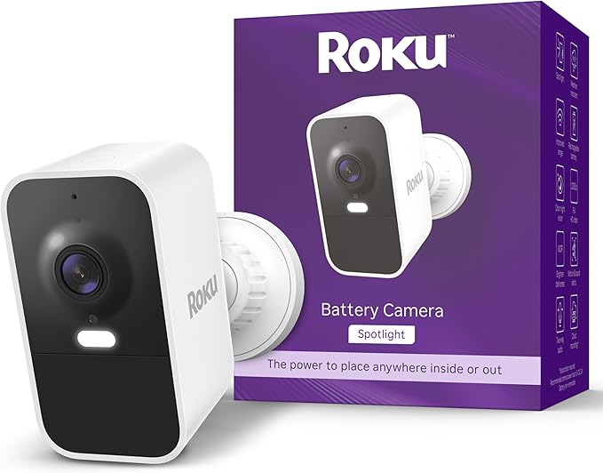 Roku Wireless Battery Security Camera 2025, Indoor/Outdoor Weather‑Resistant by Amazon+Renewed