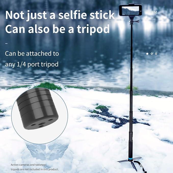 Long Selfie Stick Pole, Extension Carbon Fiber Waterproof Dive Monopod - Image 5
