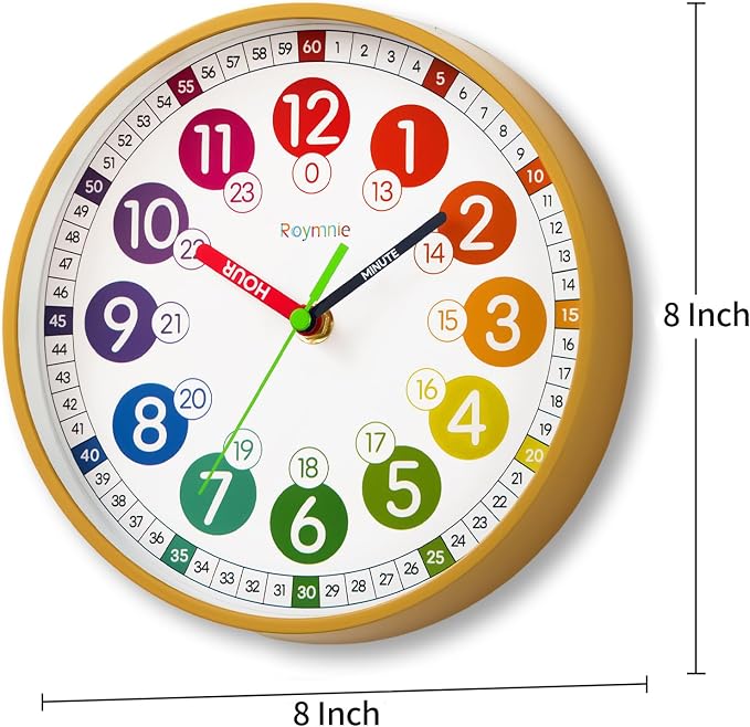 Roymnie Wall Clock for Kids Battery Operated Silent Non Ticking Analog Clock - Image 6