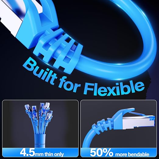 Cat6A Ethernet Cable Shielded 10Gbps 3 ft, Slim Shielded Ethernet Cable Cat 6 - Image 4