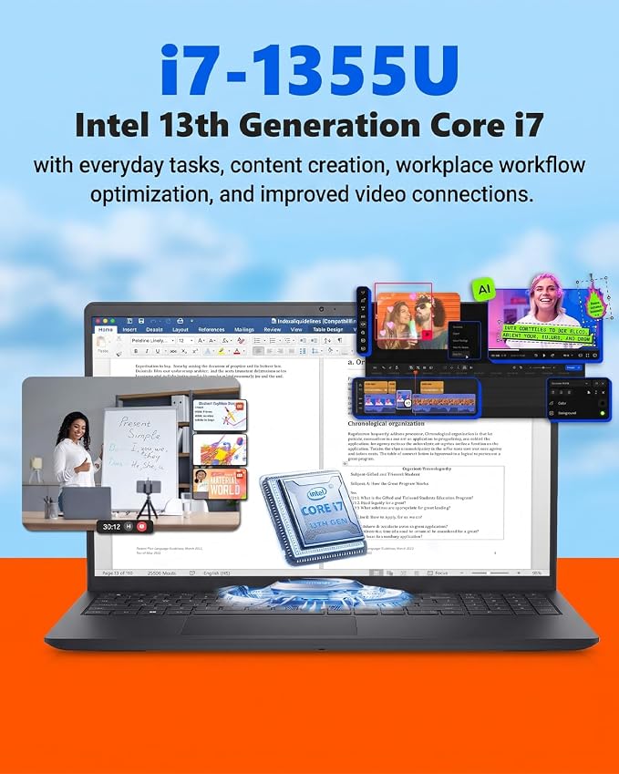 Dell 15 DC15250 Touch Laptop Intel i7-1355U(10-Core) 32GB DDR5 RAM 1TB SSD | 15.6" FHD Touchscreen, Wi-Fi 6, AI Copilot, Windows 11 Pro 2026 Computer for Business & Student - Image 8