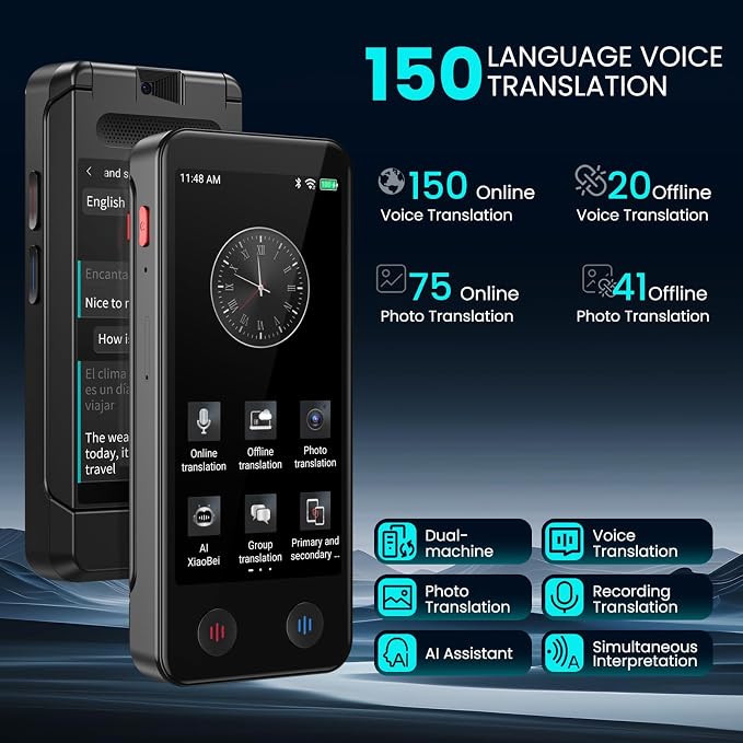 Language Translator Device, Upgraded Detachable Dual Screen AI Translator - Image 2