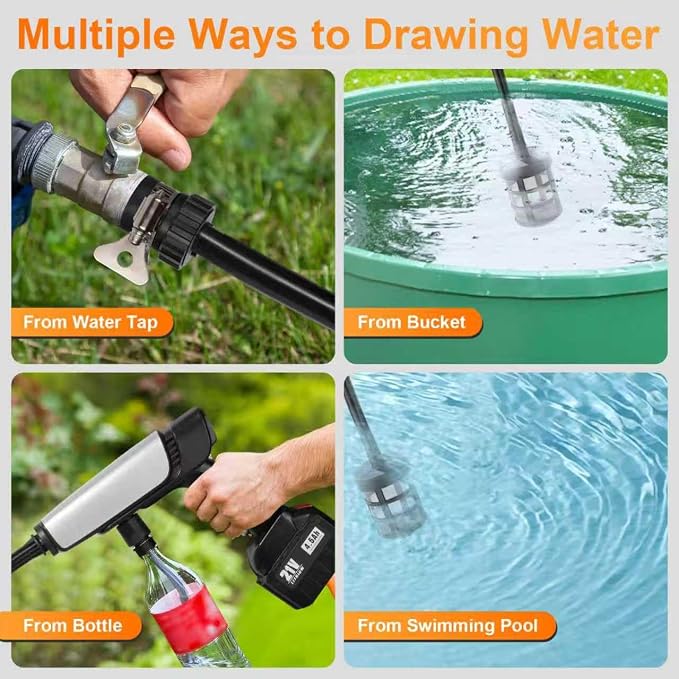 Cordless Pressure Washer Battery Powered,Portable Power Washer with 2pcs 4.5Ah 21V Battery&Charger & 6-in-1 Nozzle,2 Power Level & on/Off Button,Handheld Pressure Washer for Car,Home,Garden Patio - Image 7