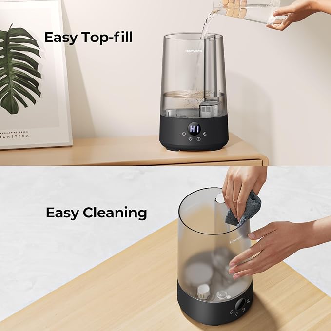 Homvana Humidifiers for Bedroom Home, 3.6L Cool Mist Top-Fill 34H Super Long Time, Quiet 23dB, Baby Humidifier, Oil Diffuser for Large Room, House, Plant, Nursery, Office, BPA FREE, Ultrasonic (Black) - Image 5