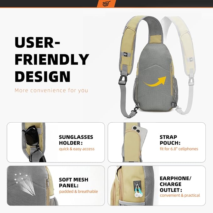 SKYSPER Sling Bag RFID Crossbody Sling Backpack Cross Body Shoulder Bag Travel - Image 4