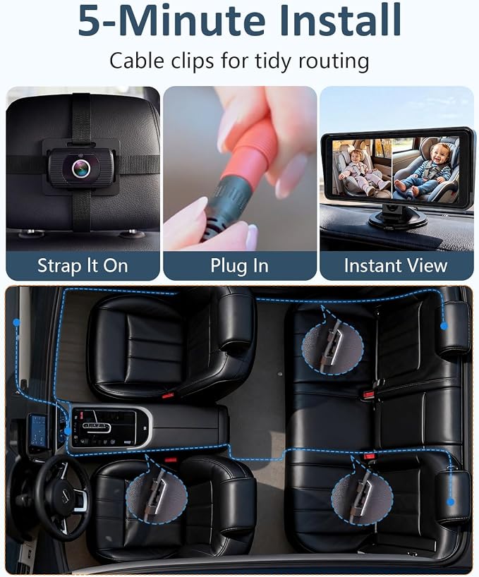 2-Kids Baby Car Camera for Seat: 6.9 Inch Ultrawide Display - Image 4