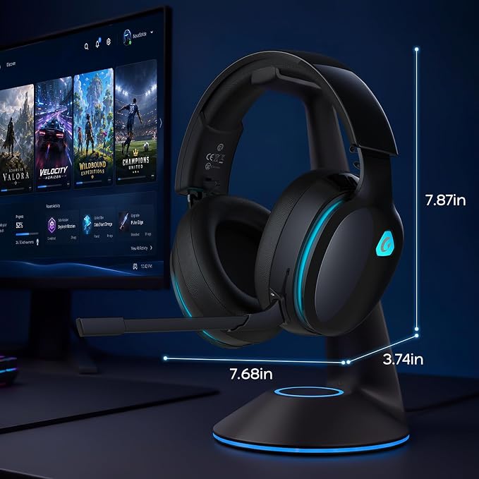 AOC 2.4GHz Wireless Gaming Headset for PS5, PS4, PC, Switch, 45Hr, Black | Bluetooth 6.0 Gaming Headphones with Noise Canceling Mic, 7.1 Virtual Surround, Great for Fortnite & Call of Duty/FPS Gamers - Image 9