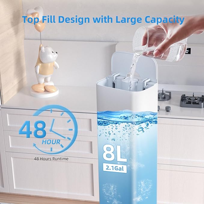 2.11Gal Ultrasonic Cool Mist Humidifier with Timer and Humidistat for Large Rooms - Home, Bedroom, Baby, Adults, Plants - Image 2