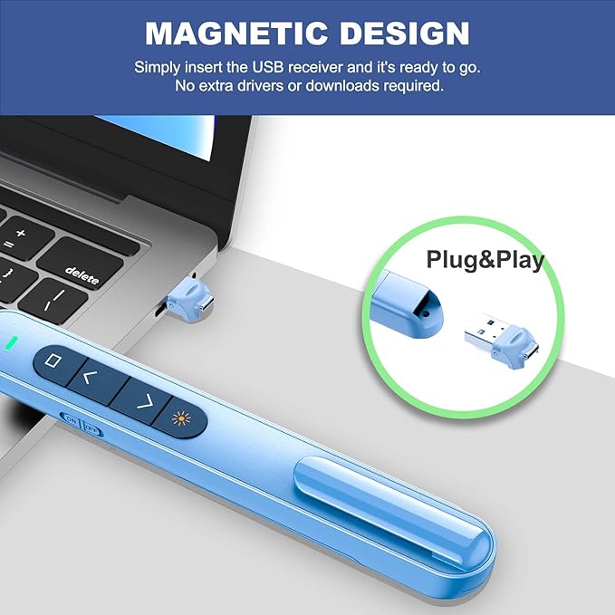 QUI Presentation Clicker with Volume Control, 2.4GHz USB Wireless Presenter - Image 5