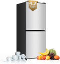 4.2 Cu. Ft. Mini Fridge with Freezer, Small Refrigerator Silver | with 7-Level Adjustable Thermostat, Mini Refrigerator Compact Fridge and Freezer for Dorm, Office, Apartment, College, RV by Rosmena